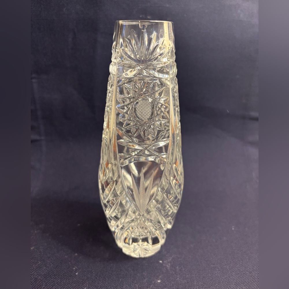 Vintage Hand-Cut Lead Crystal Bud Vase
